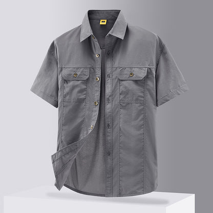 Casual Solid Color Workwear Shirt Men