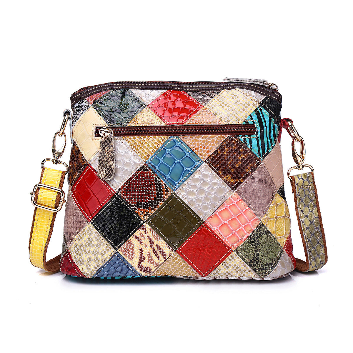 Genuine Leather Serpentine Color Handmade Casual Daily Tassel Flowers Shoulder Messenger Bag For Women