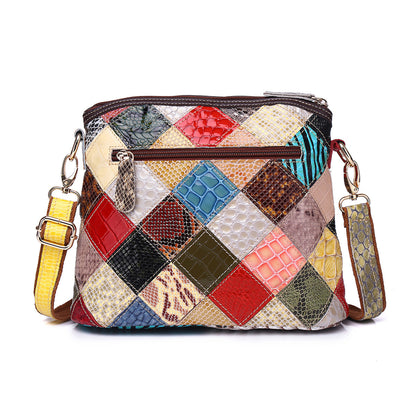 Genuine Leather Serpentine Color Handmade Casual Daily Tassel Flowers Shoulder Messenger Bag For Women