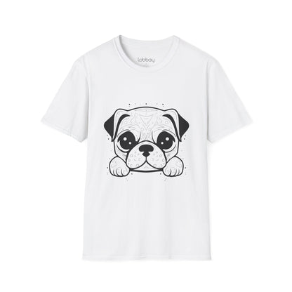 Cute Pug Face Design Cotton Blend T-Shirt for Men & Women