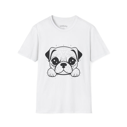 Cute Pug Face Design Cotton Blend T-Shirt for Men & Women