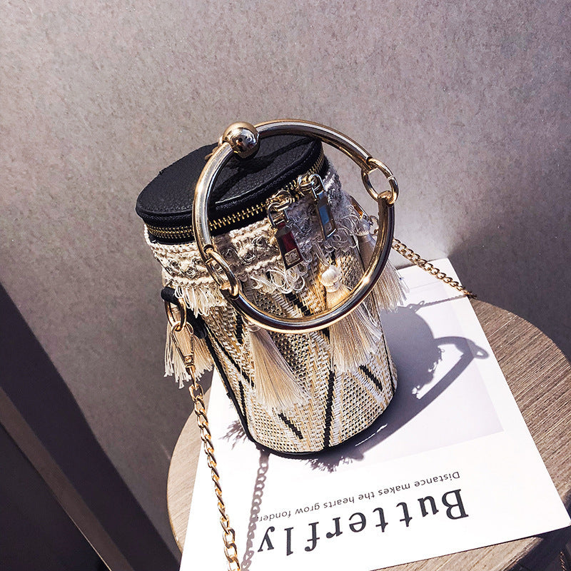 Luxury Handbag Women Bag Designer Retro Weave Feather Tassel lady Shoulder Bag