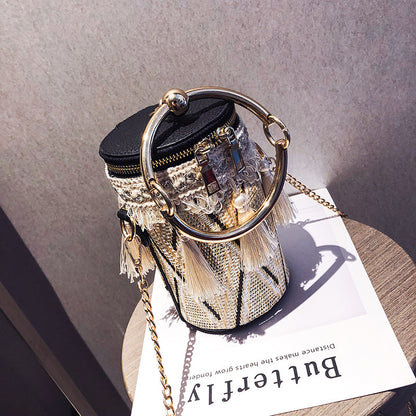 Luxury Handbag Women Bag Designer Retro Weave Feather Tassel lady Shoulder Bag