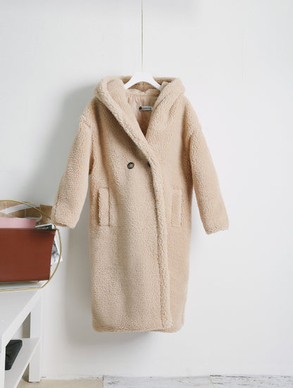 Teddy bear cashmere coat women