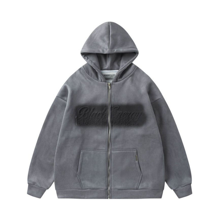 Suede Hooded Cardigan Coat Women