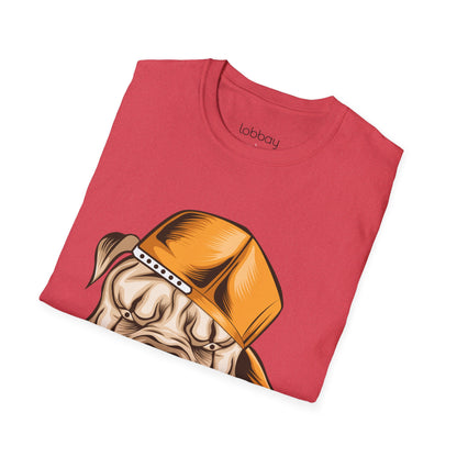 Cool Bulldog Graphic T-Shirt – Street Style Dog Wearing Cap | Olive Green Tee for Men & Women