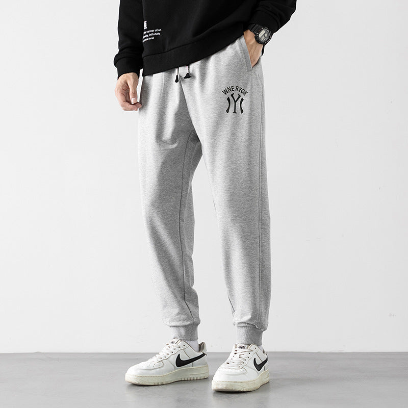 Plush Men's Sweatpants Loose Letter Print Bouquet Feet Pants
