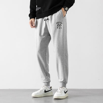 Plush Men's Sweatpants Loose Letter Print Bouquet Feet Pants