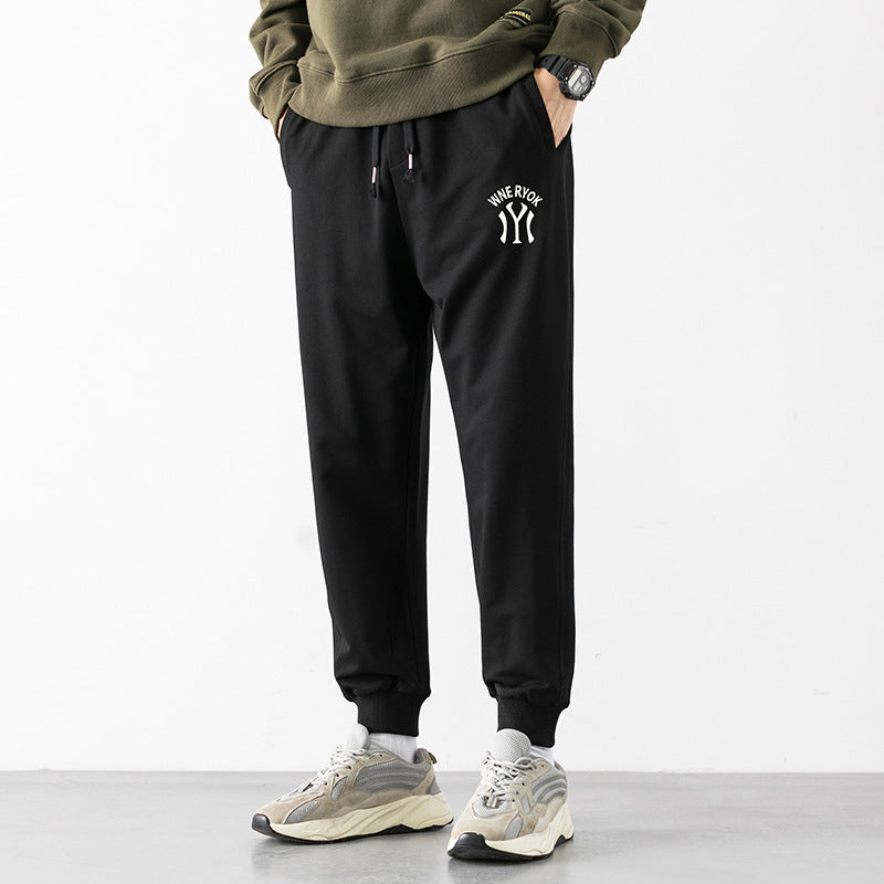 Plush Men's Sweatpants Loose Letter Print Bouquet Feet Pants