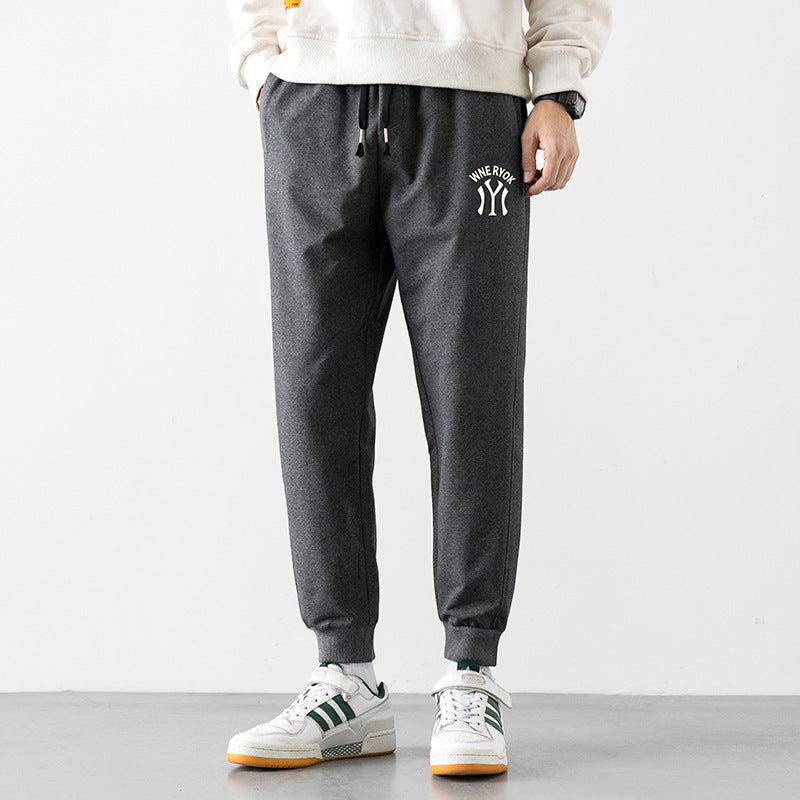 Plush Men's Sweatpants Loose Letter Print Bouquet Feet Pants