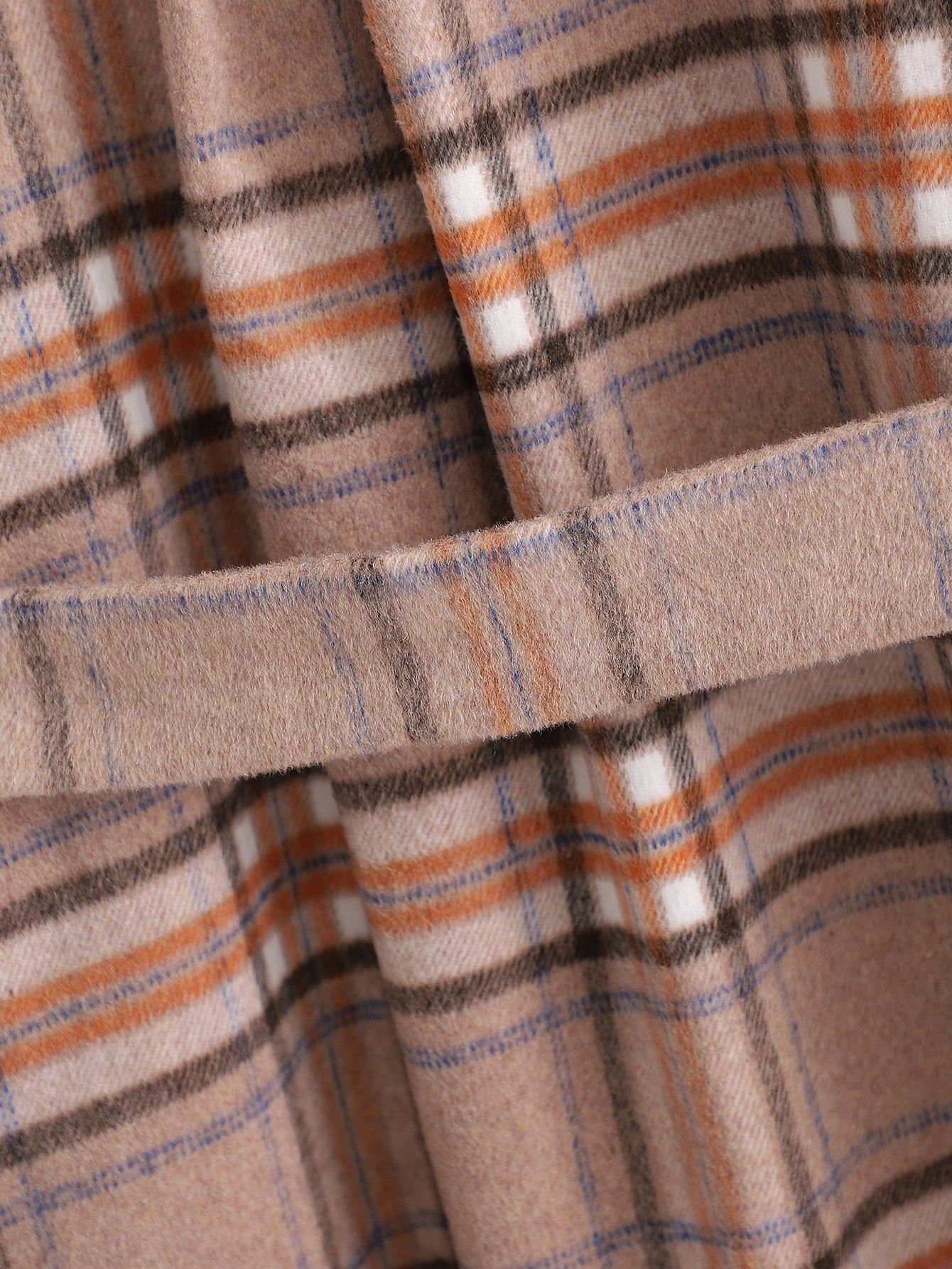 Autumn Large Profile Waist Coat Wool Plaid Long Coat Women