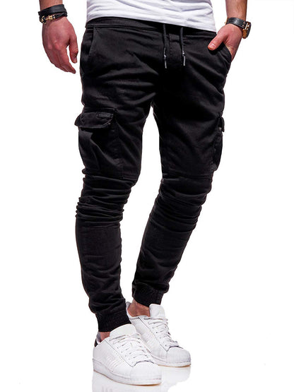 Men's Tethered Elastic Sports Baggy Pants Long Casual Pants