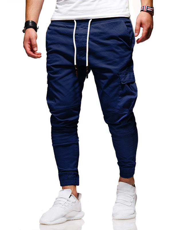 Men's Tethered Elastic Sports Baggy Pants Long Casual Pants