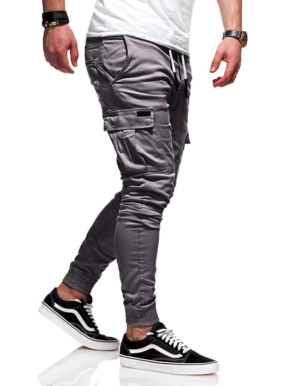 Men's Tethered Elastic Sports Baggy Pants Long Casual Pants