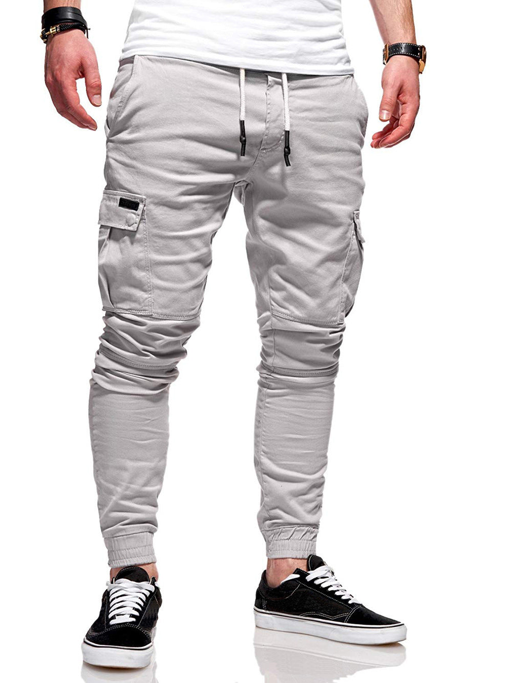 Men's Tethered Elastic Sports Baggy Pants Long Casual Pants