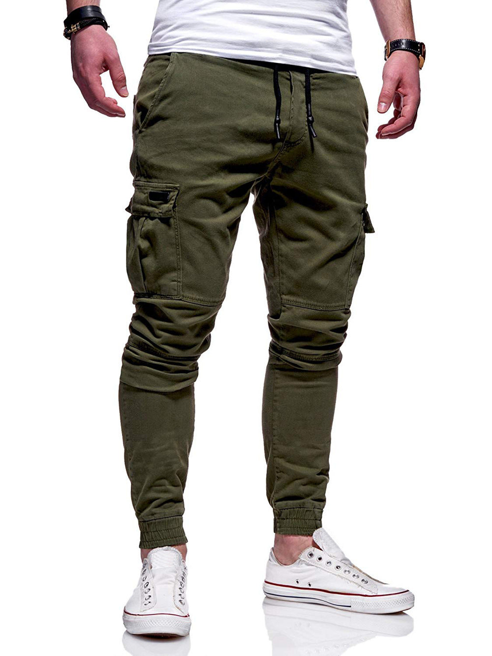 Men's Tethered Elastic Sports Baggy Pants Long Casual Pants