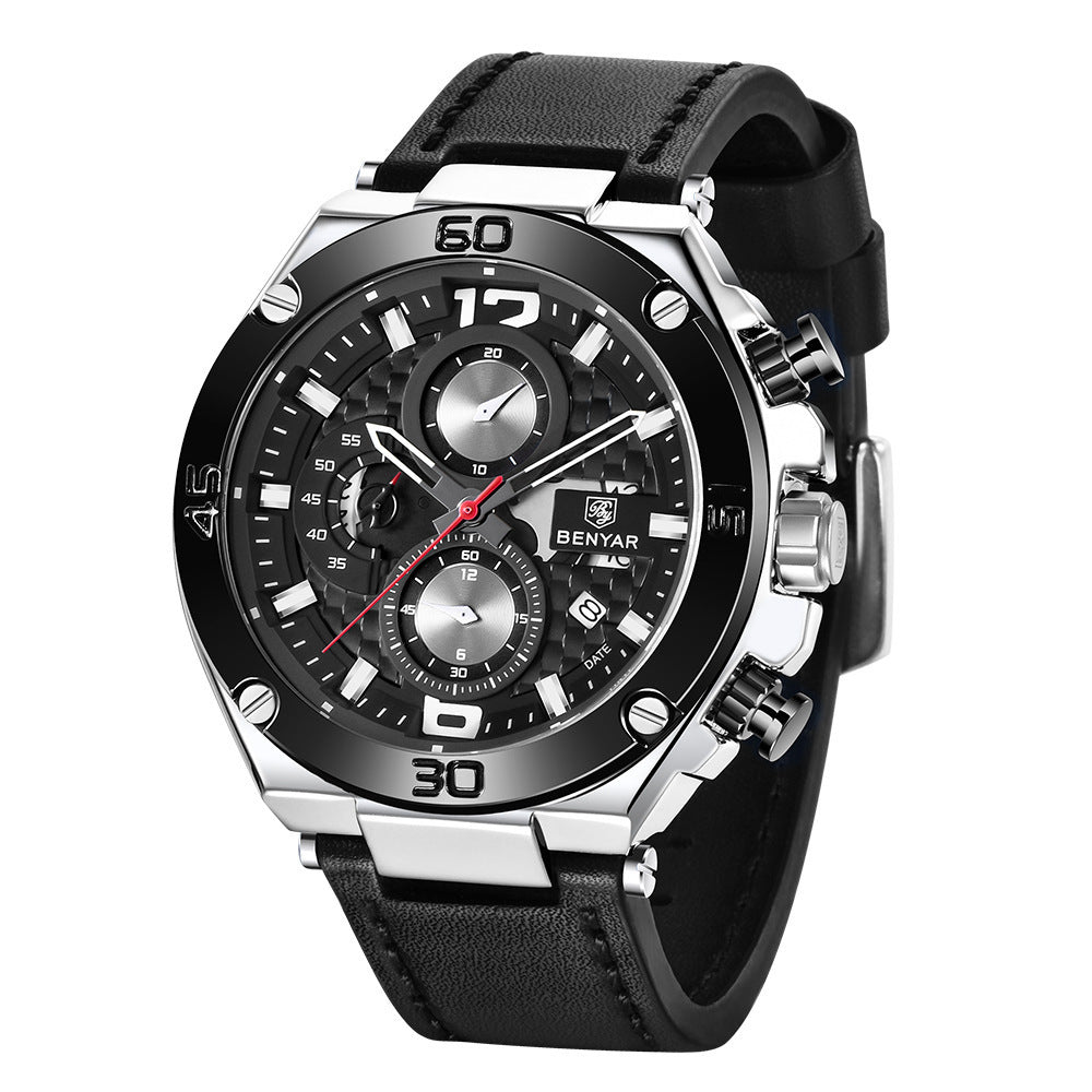 Fashionable Multi-Function Chronograph Waterproof Men's Quartz Watch 5151