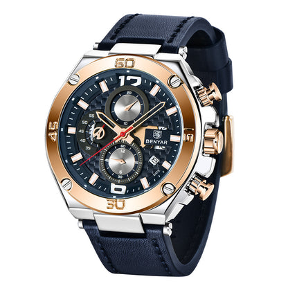 Fashionable Multi-Function Chronograph Waterproof Men's Quartz Watch 5151