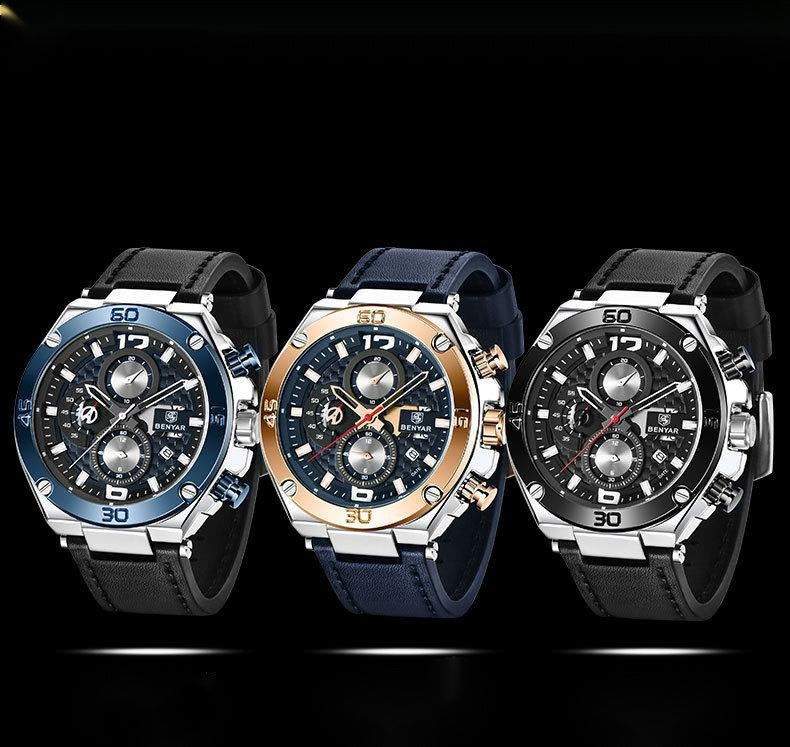 Fashionable Multi-Function Chronograph Waterproof Men's Quartz Watch 5151