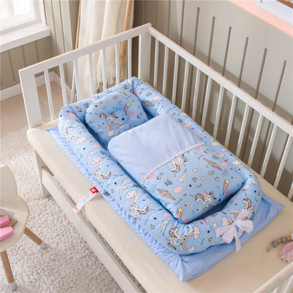 Foldable Portable Crib for Newborns | Bassinet Travel Bed with Anti-Pressure Mattress