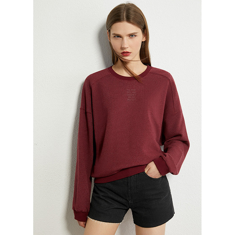 Amii Korean Version Of The Loose Round Neck Pullover Sweater Women Spring And Winter New Ulzzang Printed Top Trendy Ins