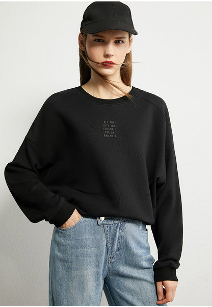 Amii Korean Version Of The Loose Round Neck Pullover Sweater Women Spring And Winter New Ulzzang Printed Top Trendy Ins