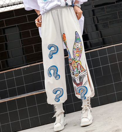 Summer Loose Cartoon Sequined Wide-Leg Pants Women