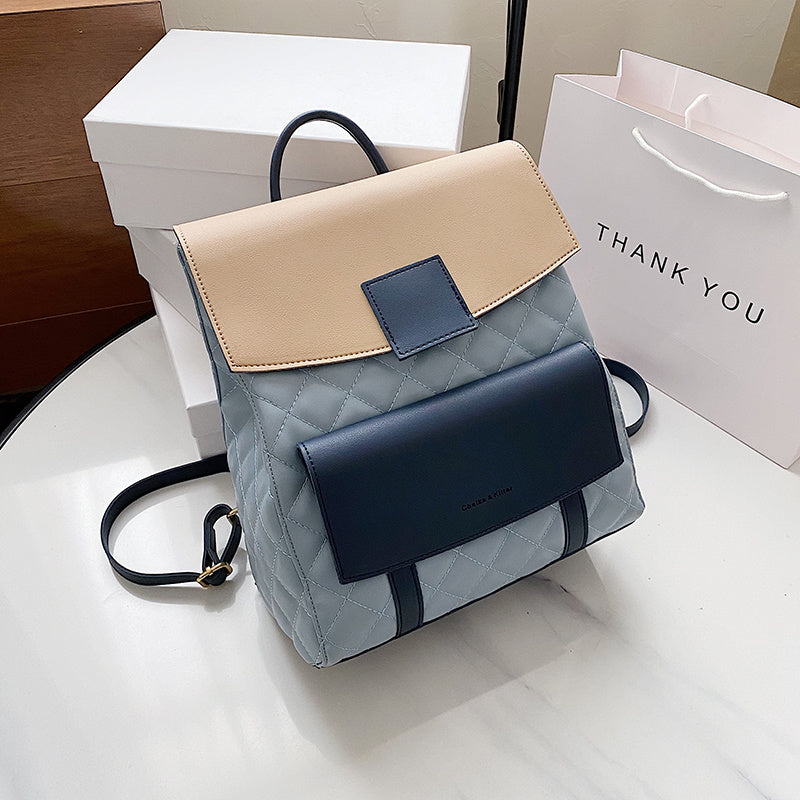 Lingge Embroidery Thread School Bag College Student Fashion Backpack