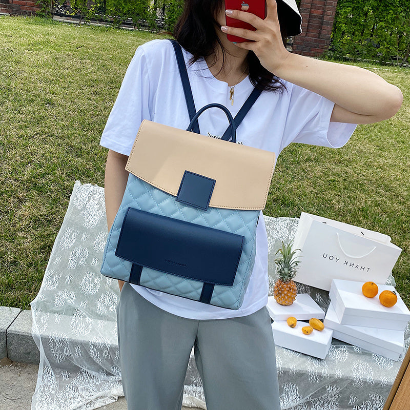 Lingge Embroidery Thread School Bag College Student Fashion Backpack