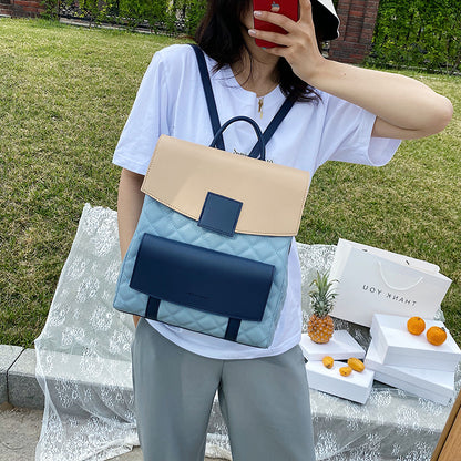 Lingge Embroidery Thread School Bag College Student Fashion Backpack