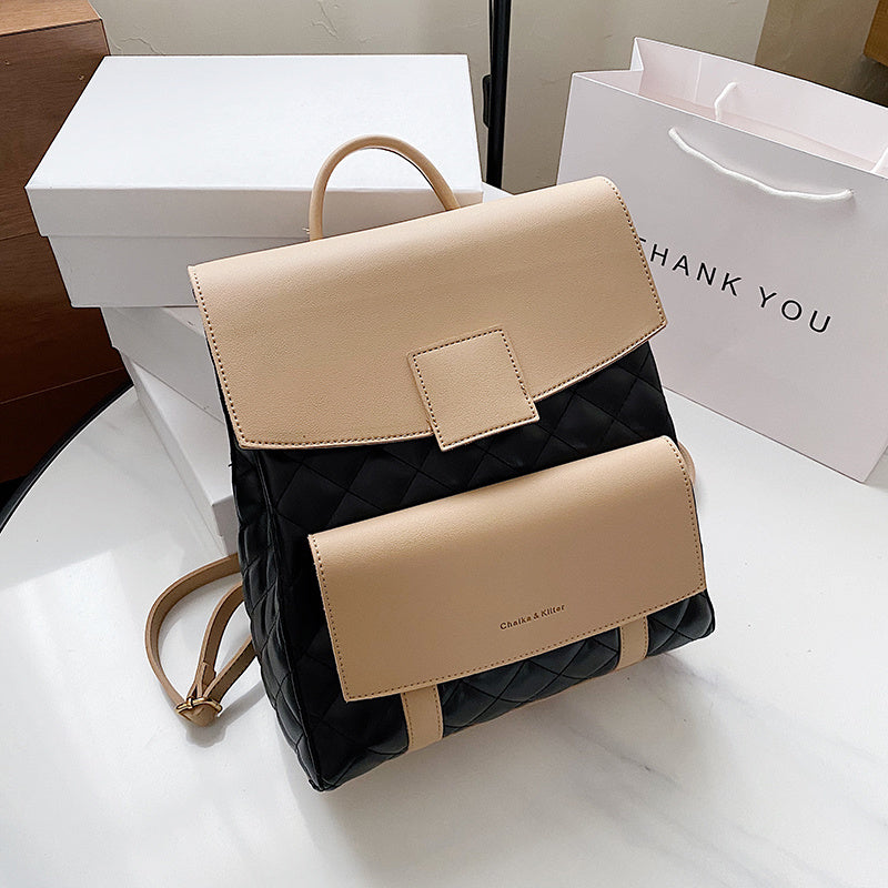 Lingge Embroidery Thread School Bag College Student Fashion Backpack