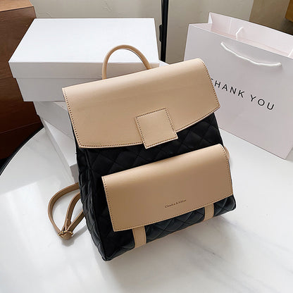 Lingge Embroidery Thread School Bag College Student Fashion Backpack