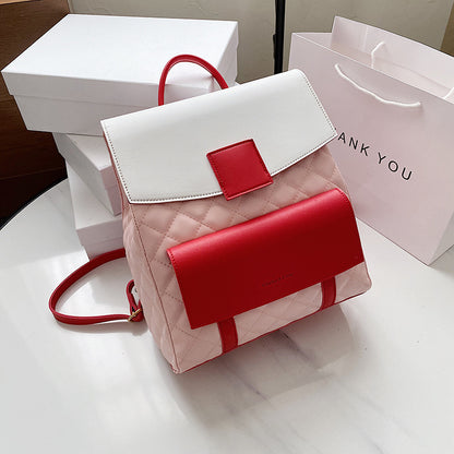 Lingge Embroidery Thread School Bag College Student Fashion Backpack