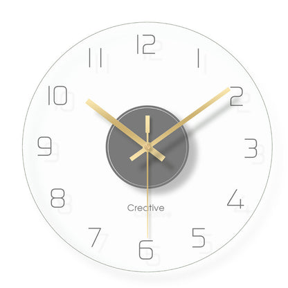 Simple And Stylish Transparent Glass Wall Clock Living Room Bedroom Silent Clock Wall Watch