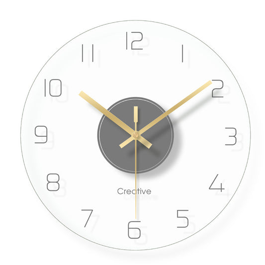 Simple And Stylish Transparent Glass Wall Clock Living Room Bedroom Silent Clock Wall Watch