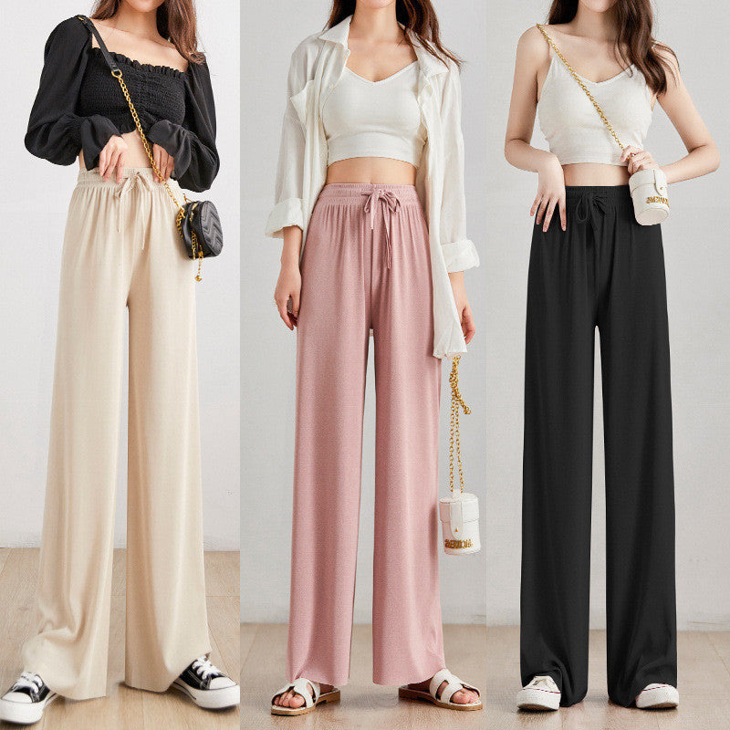 Ice Silk Wide-leg Slimming Casual Pants Women