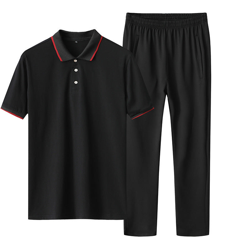 Leisure Two-piece Ice Silk Plus Size Father Sportswear