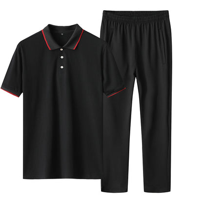 Leisure Two-piece Ice Silk Plus Size Father Sportswear