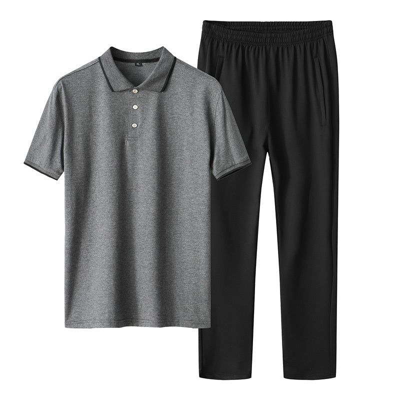 Leisure Two-piece Ice Silk Plus Size Father Sportswear