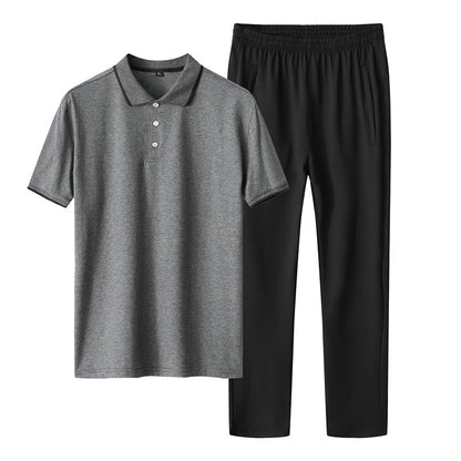 Leisure Two-piece Ice Silk Plus Size Father Sportswear