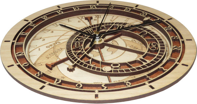 Wooden Astronomical Clock Creative Living Room Wall Clock Quartz Clock