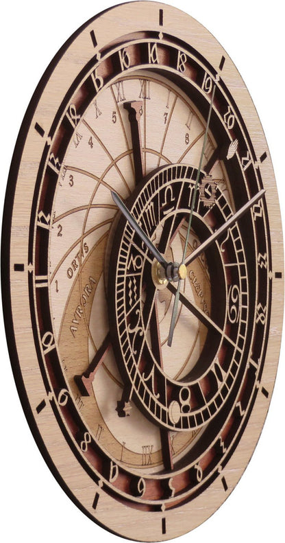 Wooden Astronomical Clock Creative Living Room Wall Clock Quartz Clock