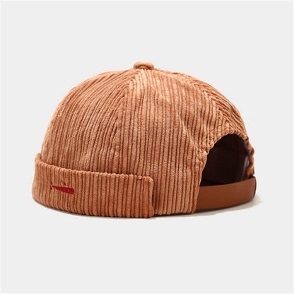 Korean Style Men And Women Embroidered Small Fish Corduroy Landlord Hat