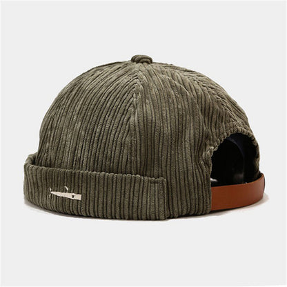 Korean Style Men And Women Embroidered Small Fish Corduroy Landlord Hat