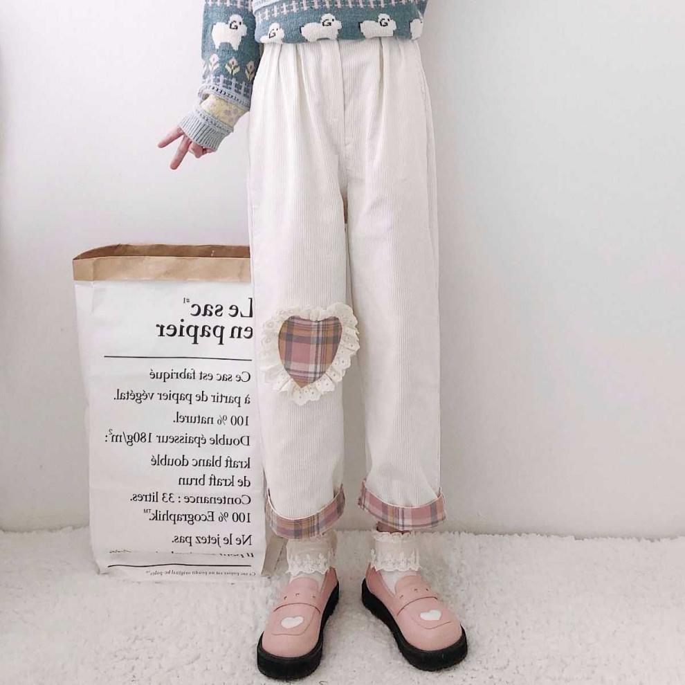 Japanese College Style Casual Corduroy Wide-Leg Pants Women
