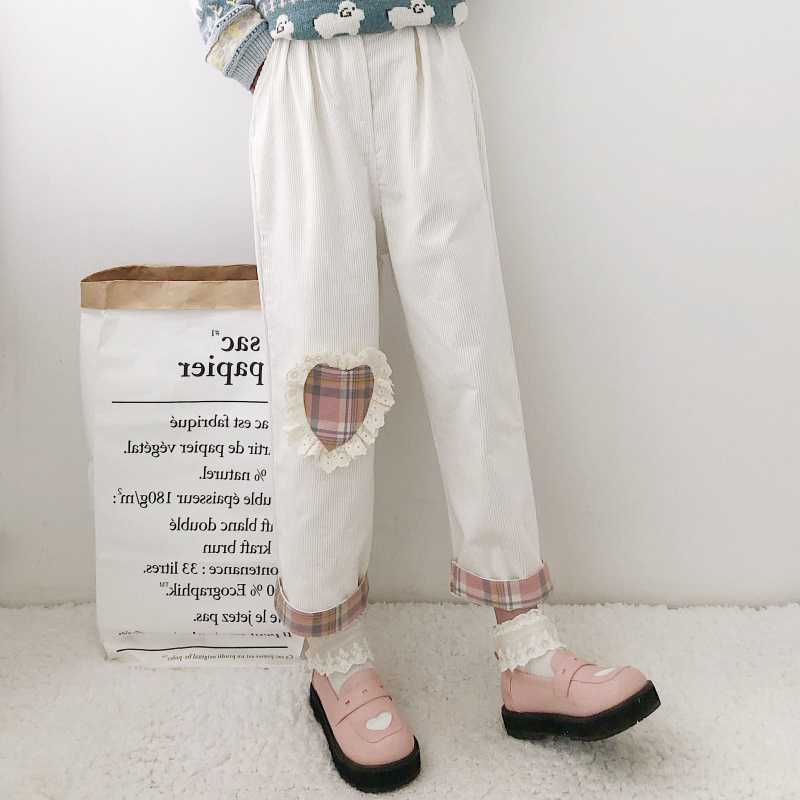 Japanese College Style Casual Corduroy Wide-Leg Pants Women