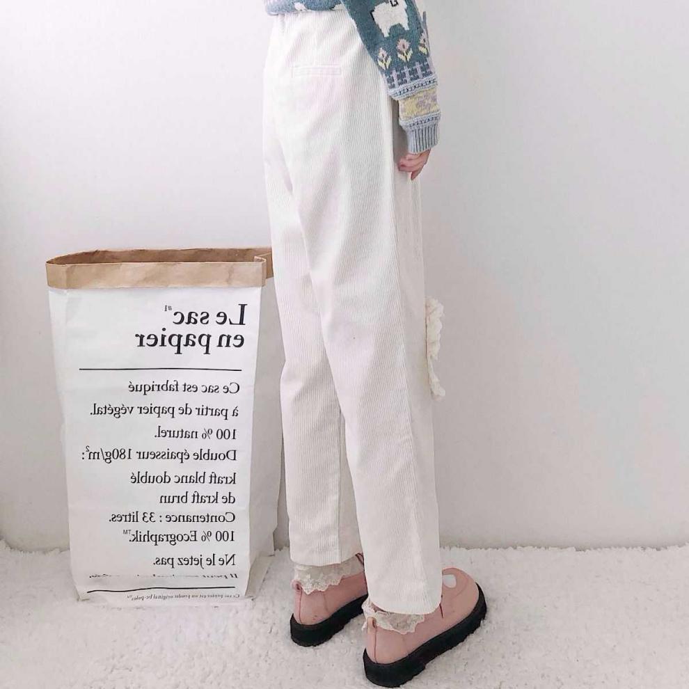 Japanese College Style Casual Corduroy Wide-Leg Pants Women