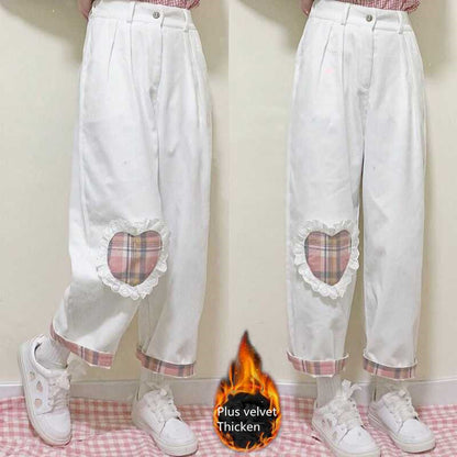 Japanese College Style Casual Corduroy Wide-Leg Pants Women