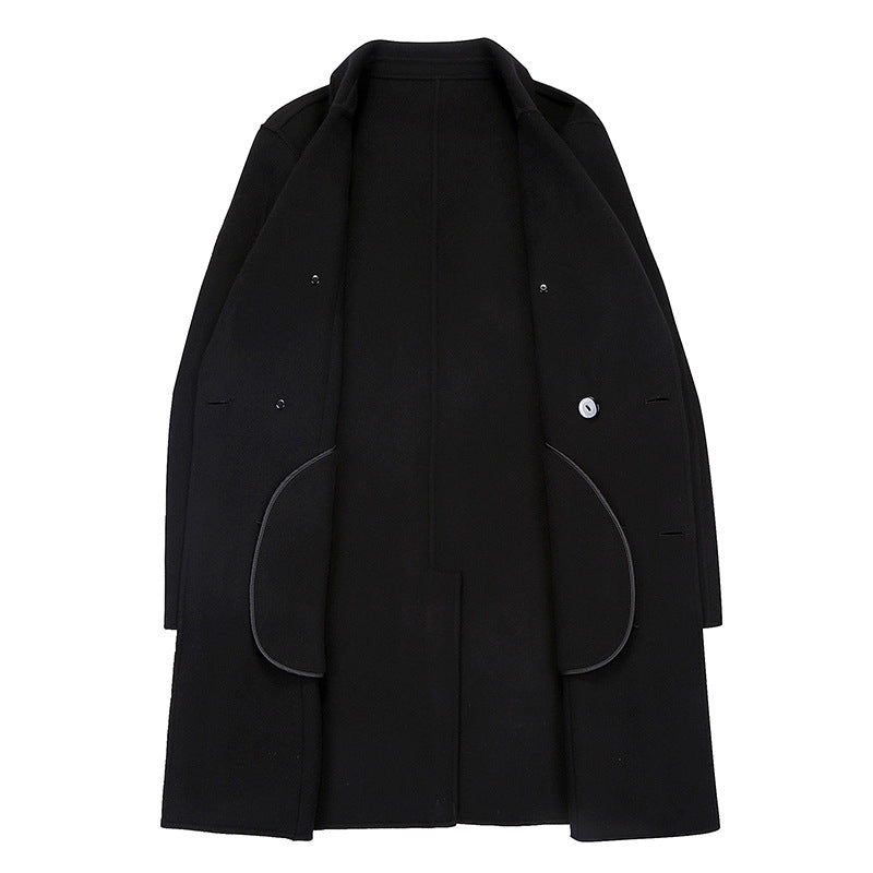 Over-the-knee double-breasted slim-fitting cloth