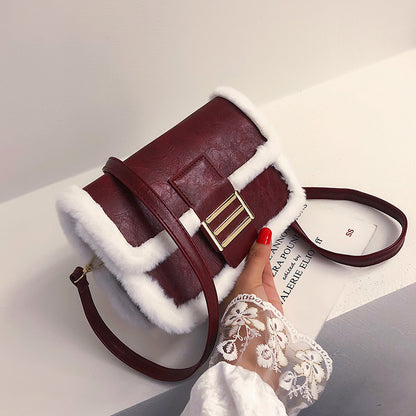 Autumn And Winter Lamb Hair Texture Small Bag Women Korean Version Of The New Fashion